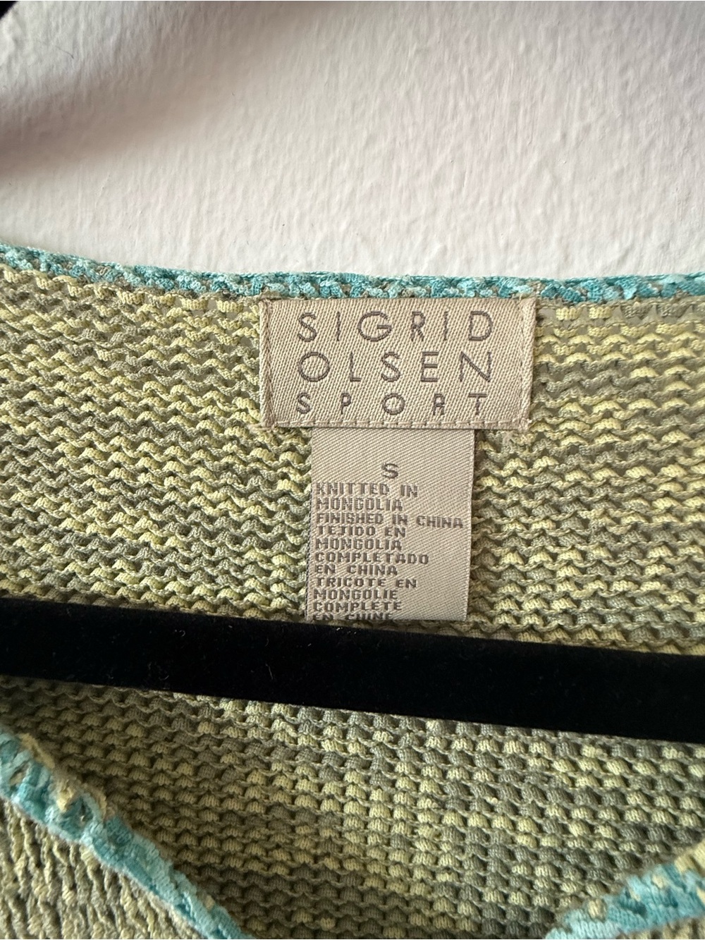 Sigrid Olsen Green & Teal Leaf-Pattern Short Sleeve Knit Top - Picture 2 of 13